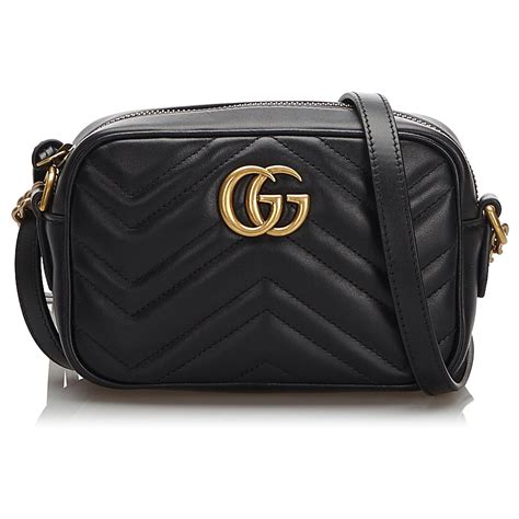 sac gucci noir matelassé|Sac à main en cuir GG Matelassé en cuir noir .